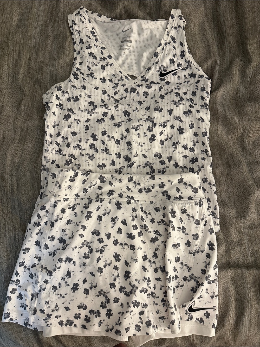Nike Floral Tennis Set — White with Black Flower Print